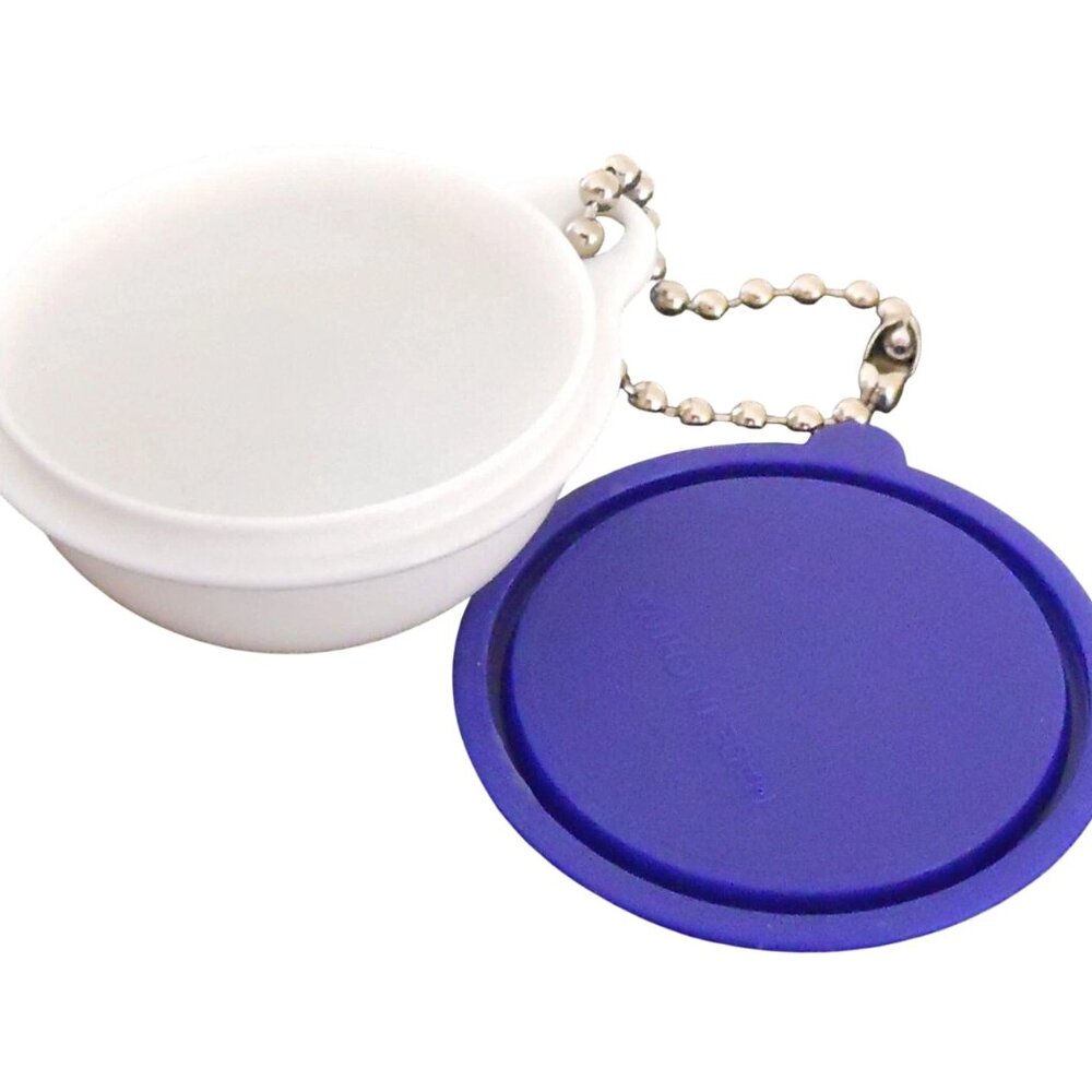 Tupperware vintage mini THATSA Bowl Keychain White Blue seal NEW Aldi Quarter ho